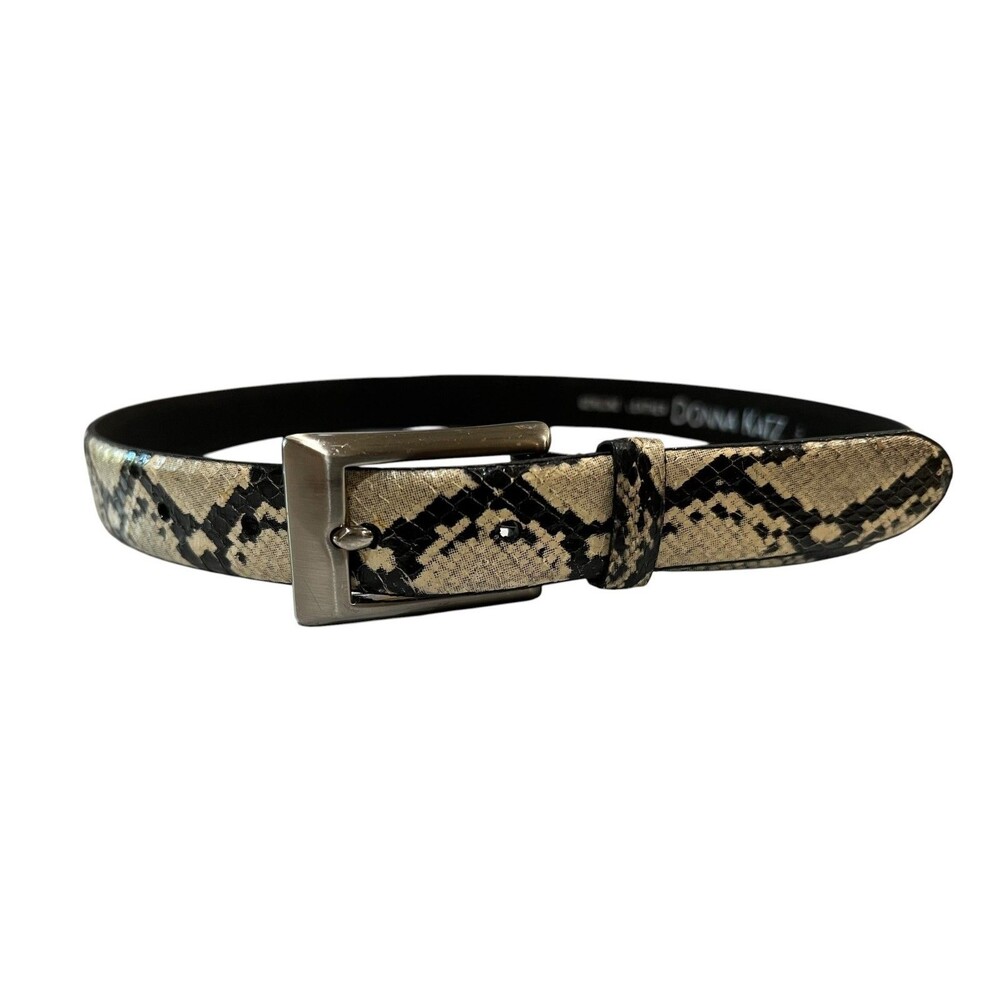 Donna Katz Women's Brown Snake Embossed Leather Belt w Silver Buckle  Size S